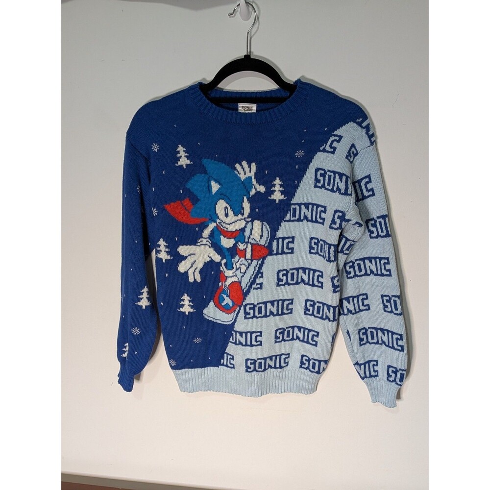 Sonic The Hedgehog Christmas Sweater SEGA Ugly Holiday Youth Large Gamer Gift